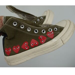 Converse x Comme des Garçons PLAY Chuck 70 High Top Olive Green Hearts Sneaker 4